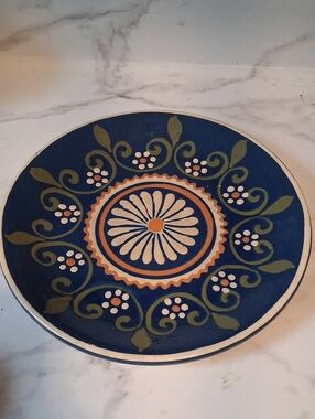 Blue Floral Ceramic Serving Plate - Decorative Home Kitchen Plate